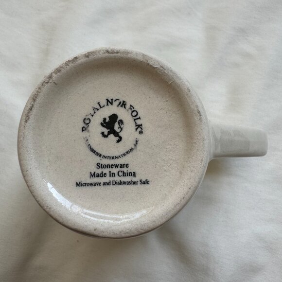 EUC Royal Norfolk Coffee Mug - Stoneware, Gray Cream with Blue & Green Stripes - Picture 8 of 8